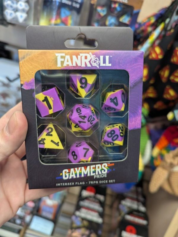 7 Piece Dice Set - Intersex Pride 
(Gaymer Rubber Dice)